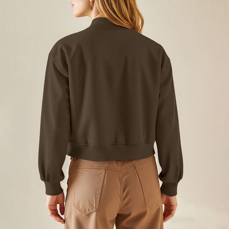 ClodeEU Women Cropped Jacket,Button Down Long Sleeve Jackets with