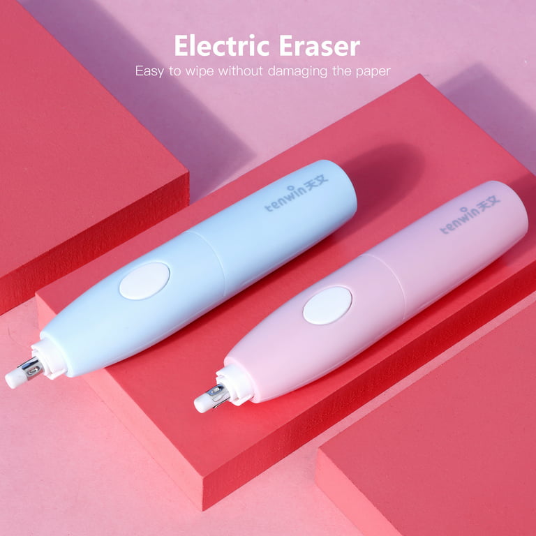 Tenwin Electric Eraser Kit with 16 Eraser Refills Rechargeable Pencil Eraser One-Button Control Christmas Gift Stationery Supplies for School Students