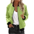 thumbnail image 2 of Zip Up Casual Jacket for Women Oversized Long Sleeve Coat Light Windbreaker With Ribbed Cuffs Pockets Fluorescent Green XL, 2 of 8