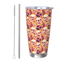 Rateoe Skull rock record Printed Car Guy Gifts for Men Women Tumbler - 20oz/590ml Double Wall Vacuum Insulated Stainless Steel Travel Tumbler Cups with Lid & Straw-Straw Two-piece Set