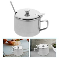 Stainless Steel Sugar Bowls with Lid and Spoon Kitchen Container Seasoning Bowl Condiment Storage Pots for Restaurants Homes