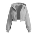 thumbnail image 4 of ZOYOEN Girls Cropped Zip Up Hoodie- Long Sleeve Fall Fashion Casual Kids Track Jacket Gray Size 8 Years, 4 of 6