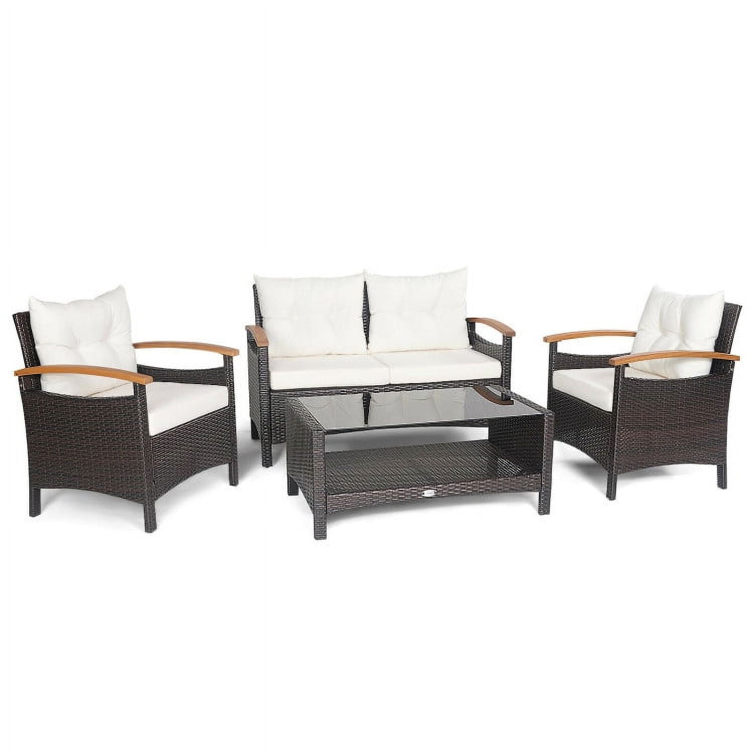 Aimee Lii 3 Pieces Patio Wicker Furniture Set with Storage Table and Protective Cover, Outdoor Patio Furniture, White Aimee Lii 3 Pieces Patio Wicker Furniture Set with Storage Table and Protective Cover, Outdoor Patio Furniture, White