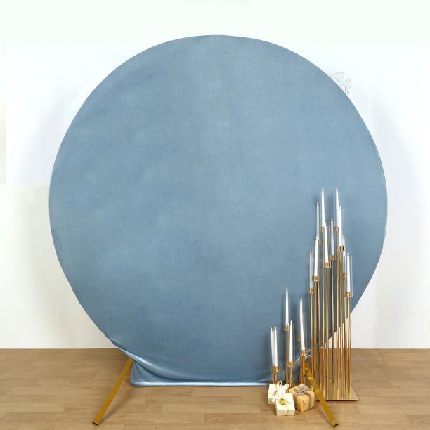 Efavormart 7.5ft Metallic Dusty Blue Soft Velvet Round Backdrop Stand