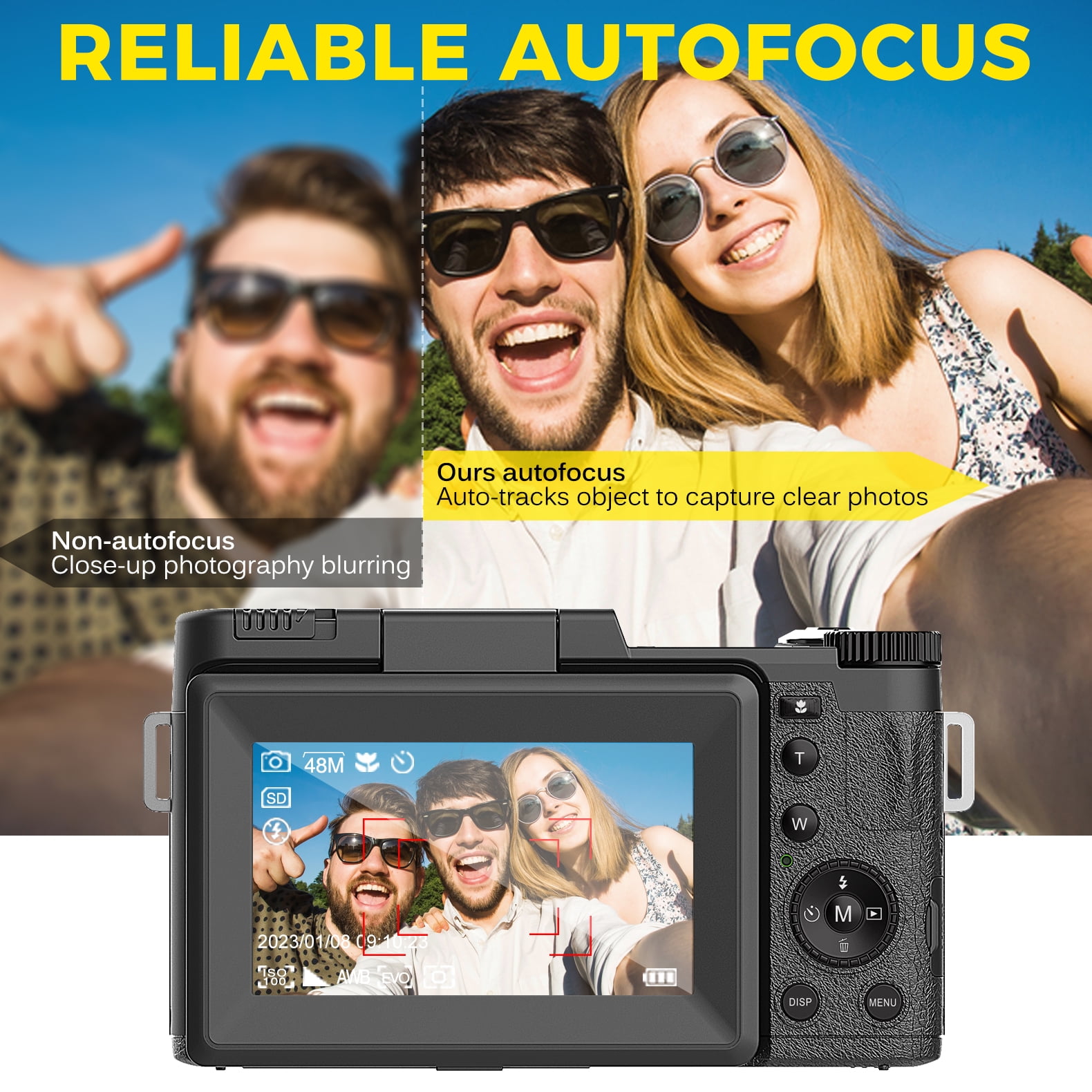 5K Vlogging Camera with WiFi 64MP 4K Digital Camera for Photography Vlog Camera with Flip Screen Video Camera for YouTube with Selfie Light, Mini Tripod, Batteries
