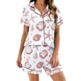 thumbnail image 3 of Endives Womens Pajama Sets Print Womens Nightwear 2 Piece Pajamas Set Short Sleeve Button Down Shirt and Short Soft Sleepwear Matching Sets Women Clothing, 3 of 5