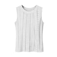 thumbnail image 3 of Wang6 Womens Plus Size Loose Tank Tops Causal Sleeveless Pleated T Shirts Summer Solid Hollow out Tops Crew Neck Tunic Tees White L, 3 of 6