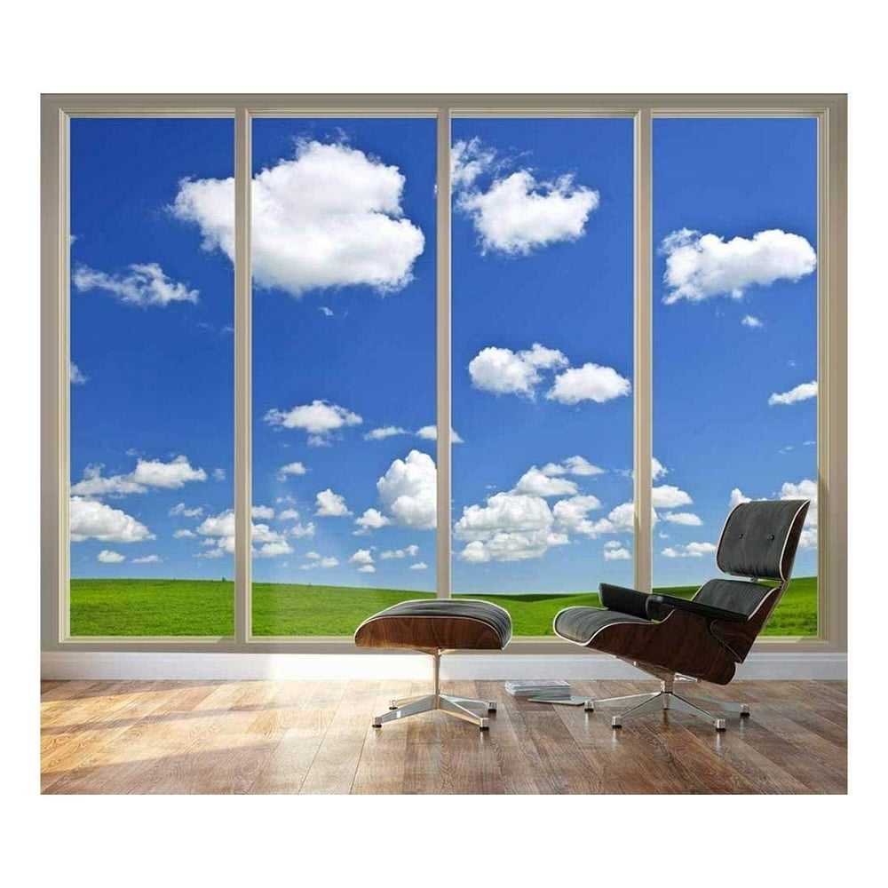 wall26 Large Wall Mural Clear Sky and Green Meadow Seen Through