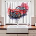 thumbnail image 2 of Ambesonne Watercolor Kitchen Curtains, Vintage Retro Car, 55"x39", Red Dimgrey, 2 of 3