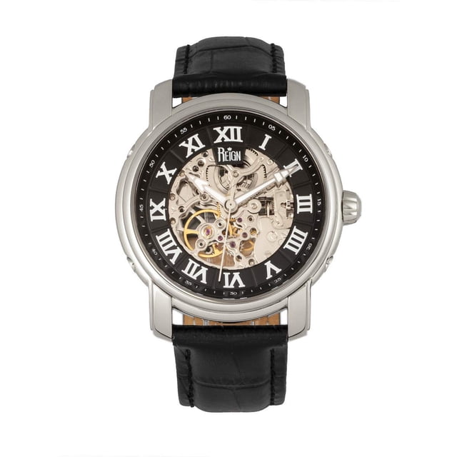 Reloj REIGN Kahn Automático Esqueleto Esfera Cuero Negro