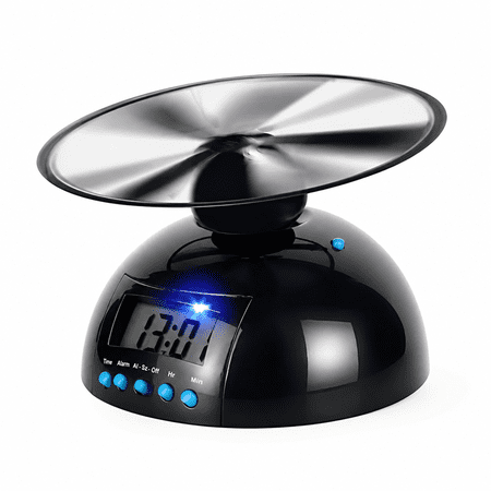 VORALYN Flying Alarm Clock for Heavy Sleepers,Rotating Helicopter Design,Vibrating Run-Away Alarm,Black ABS Plastic,5.51x2.36in,Battery Powered (Not Included)