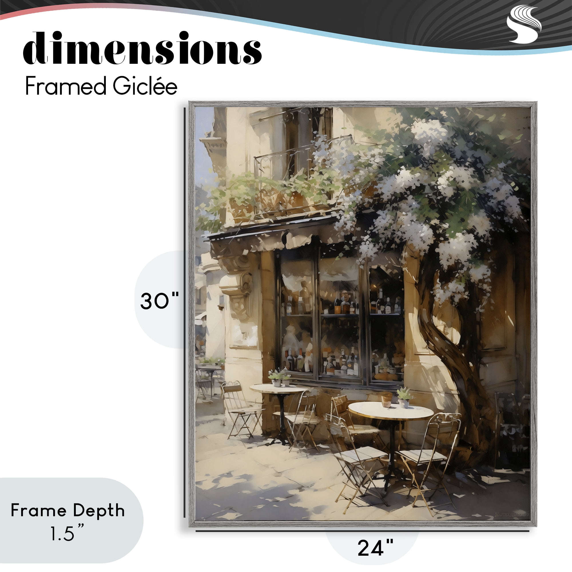 Stupell Industries Sunlit French Cafe Terrace Gray Framed Giclee Art, design by Creative Studio
