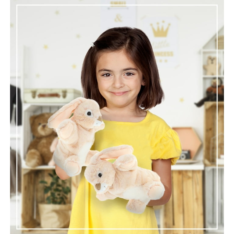 DolliBu Rabbit Plush Hand Puppet For Kids Soft Furry Stuffed
