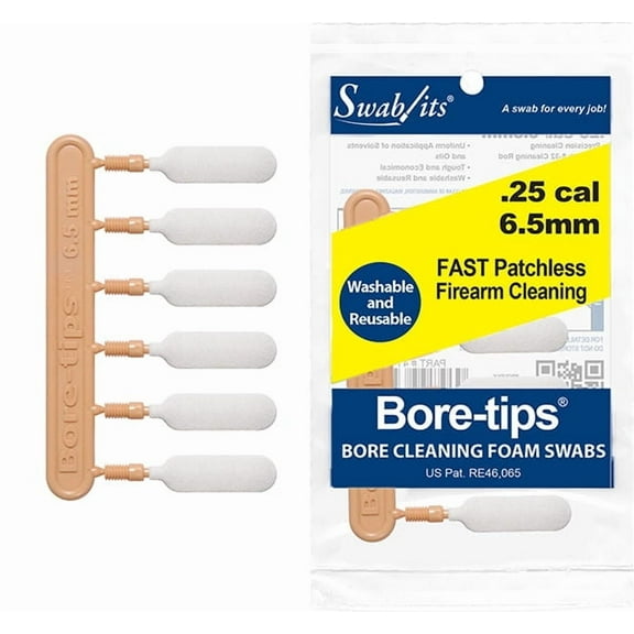 (Brand New) .25cal/6.5mm Gun Cleaning Bore-tips® by Swab-its: Barrel Cleaning Swabs: 41-6501
