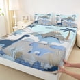 thumbnail image 3 of Homewish Cartoon Blue Dinosaur 3pcs Twin Sheet Sets for Kids Children Teens,Kawaii Animal Dino Twin Fitted Sheet,Cute Jungle Animal Breathable Flat Sheet,Luxury Bedroom Decor, 3 of 7