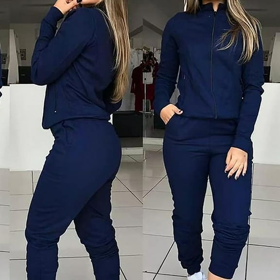 GERsome Womens Casual 2 Piece Tracksuit Outfits Long Sleeve Zip Up Sweatshirt Jogger Pants Sweatsuits Set