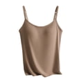 thumbnail image 4 of Women's Shelf Bra Tank Top, Adjustable Spaghetti Strap Cami with Built-In Bra, Soft Padded Layering Camisole for Summer, Coffee, 4 of 8