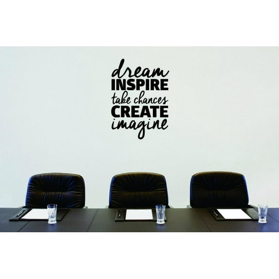 Decal Wall Sticker Dream Inspire Take Chances Create Imagine Text Lettering Inspirational Life QuoteHome Decor Picture Art 14 x 28 Inches