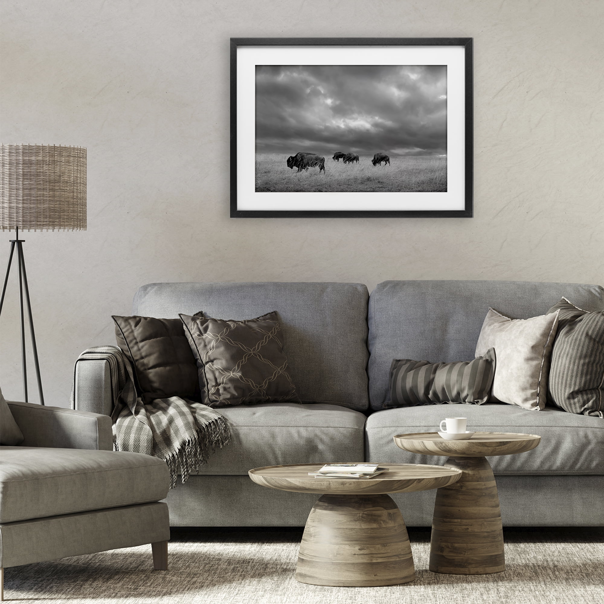 Stupell Industries Bisons Under an Autumn Sky Black Framed Print Under Glass, design by Steve Toole