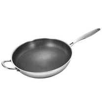 AURARMLET Stainless Steel Fry Pan Wok with Honeycomb Bottom Nonstick 23.38 x 13.36 x 3.93 inches Set