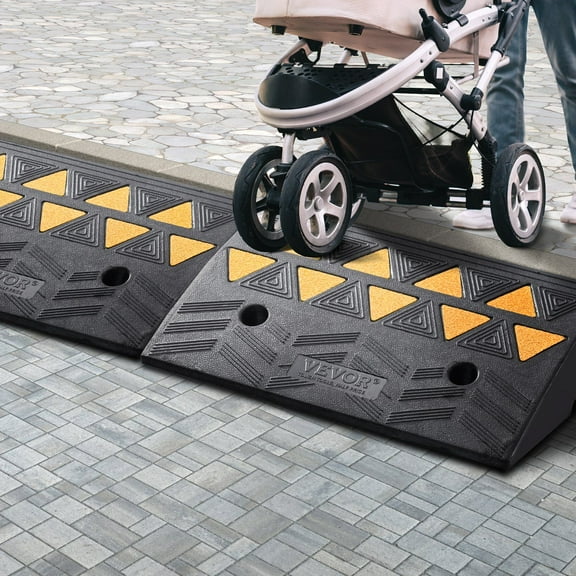 Rubber Curb Ramp 2 Pack, 5 Inch Rise Height Heavy-Duty 33069 lbs/15 Ton Capacity Threshold Ramps, Driveway Ramps for Cars, Wheelchairs, Bikes, Motorcycles