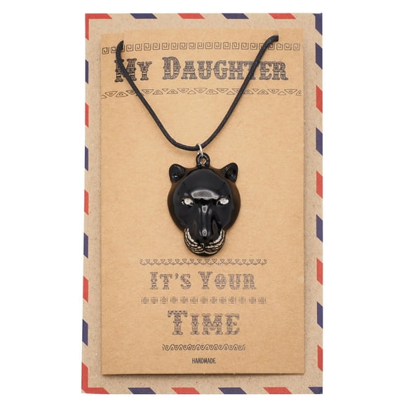 Quan Jewelry Gifts for Her Black Panther Inspired Necklace with Greeting Card
