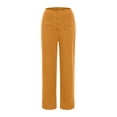 thumbnail image 5 of felwors Womens Casual High Waist Straight Leg Pants Stretchy Button Business Dress Work Pocket Trousers Khaki, XXL, 5 of 6