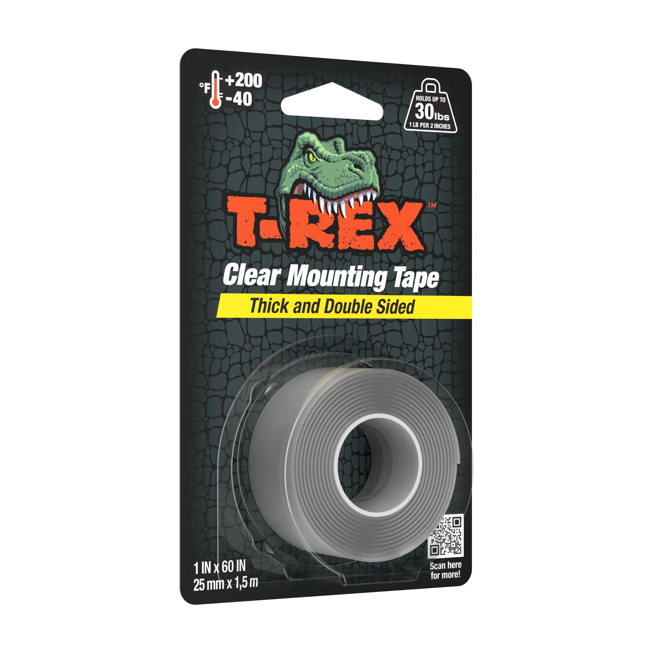 (3 pack) T-Rex Ferociously Strong 1 in. x 60 in. Clear Mounting Tape