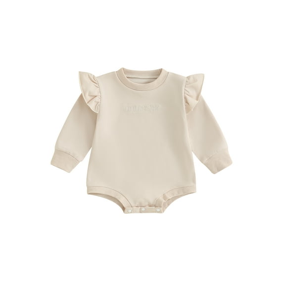 Bagilaanoe Baby Girl Oversized Romper Sweatshirt Newborn Long Sleeve Bodysuits Letter Embroidery Pullover 3M 6M 12M 18M Infant Casual Tee Tops