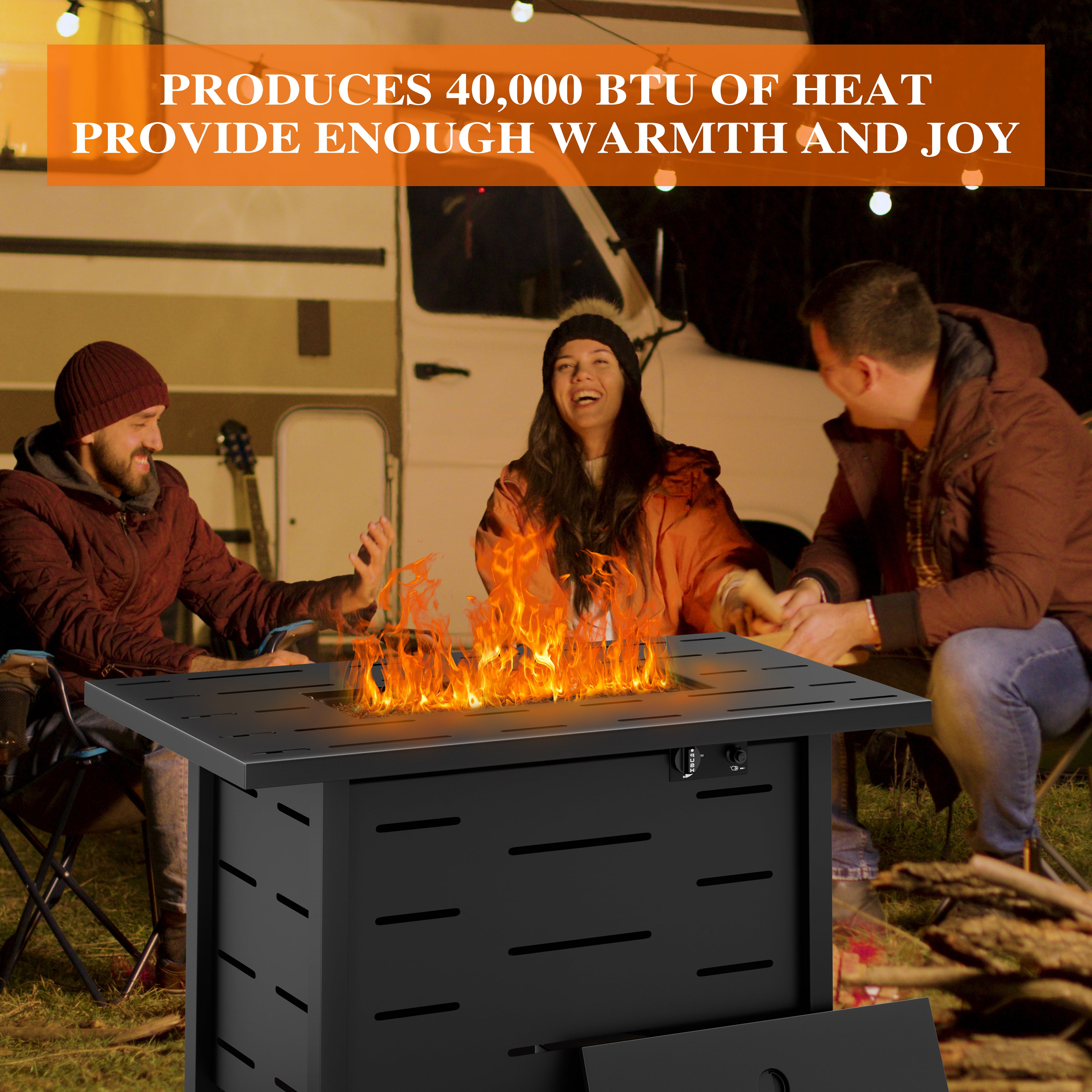 Walsunny 43 inch Gas Fire Pit Table 50,000 BTU Outdoor Rectangular Propane Fire pit Table with Waterproof Cover