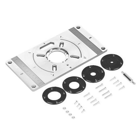 

Andoer Aluminum Alloy Router Table Insert Plate Trimming Machine Engraving Tool Flip Board with 4 Rings for Woodworking