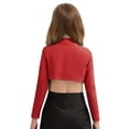 thumbnail image 2 of Aislor Kids Girls Long Sleeves Solid Color Crop Top Shirt for Dancing Workout Gymnastic 6-14 Red 12, 2 of 7
