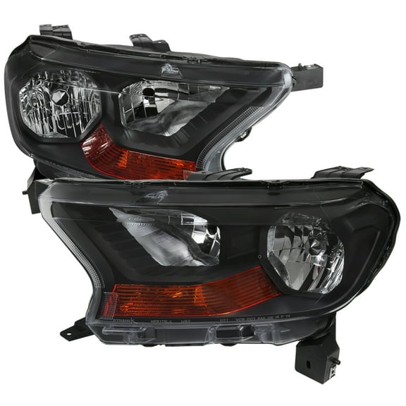 Spec-D Tuning Black Headlights Compatible with 2019-2022 Ford Ranger XL/XLT, Left   Right Pair Headlamps Assembly