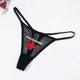 thumbnail image 4 of Tanga de malla con estampado, lencería Sexy con letras y boca, ropa interior de Color sólido, parte trasera en T de cintura baja, 4 of 5