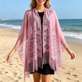 thumbnail image 2 of Garbnen Women's Hollow Out Lace Wrap with Tassel Lightweight Sheer Sun Protection Summer Beach Shawl, 2 of 4