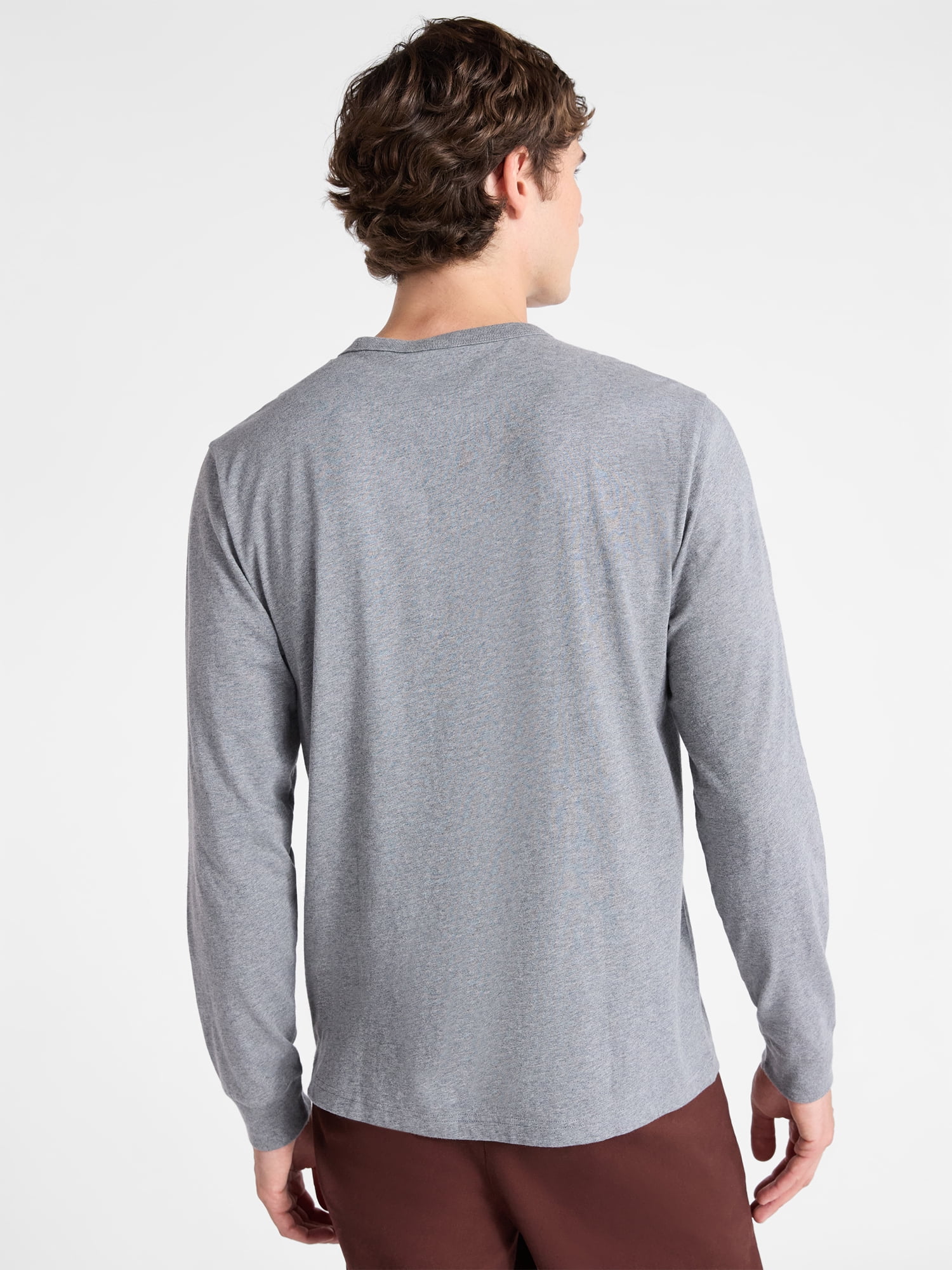 Free Assembly Men's Everyday Cotton Tee with Long Sleeves, Sizes XS-3XL