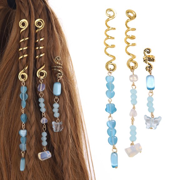 Yoyauz Braided Hair Accessories In Multiple Colors With Natural Stone Pendants, Crystal Spiral Positioning, Jewelry Crystals Dirty Braids Accessories Women's Hair Accessories