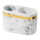 thumbnail image 3 of Portacepillos de dientes Almacenamiento de baño 2 compartimentos Organizador de accesorios Resina para Blanco, 3 of 9