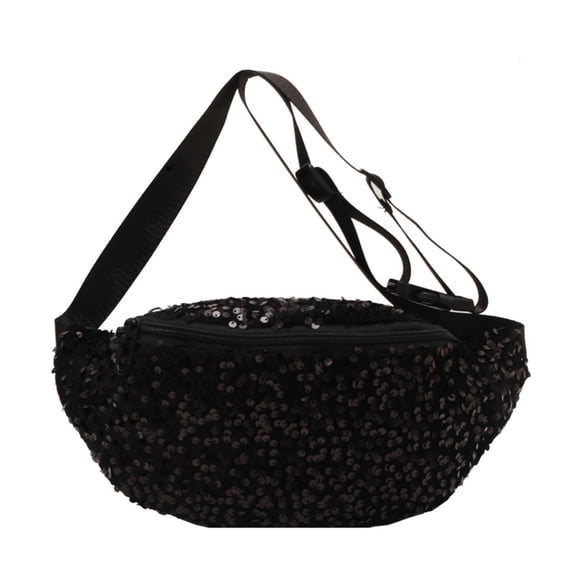 Women's Glitter Waist Bag Multi-Functional Sling Bum Chest Fanny Pack with Adjustable Strap