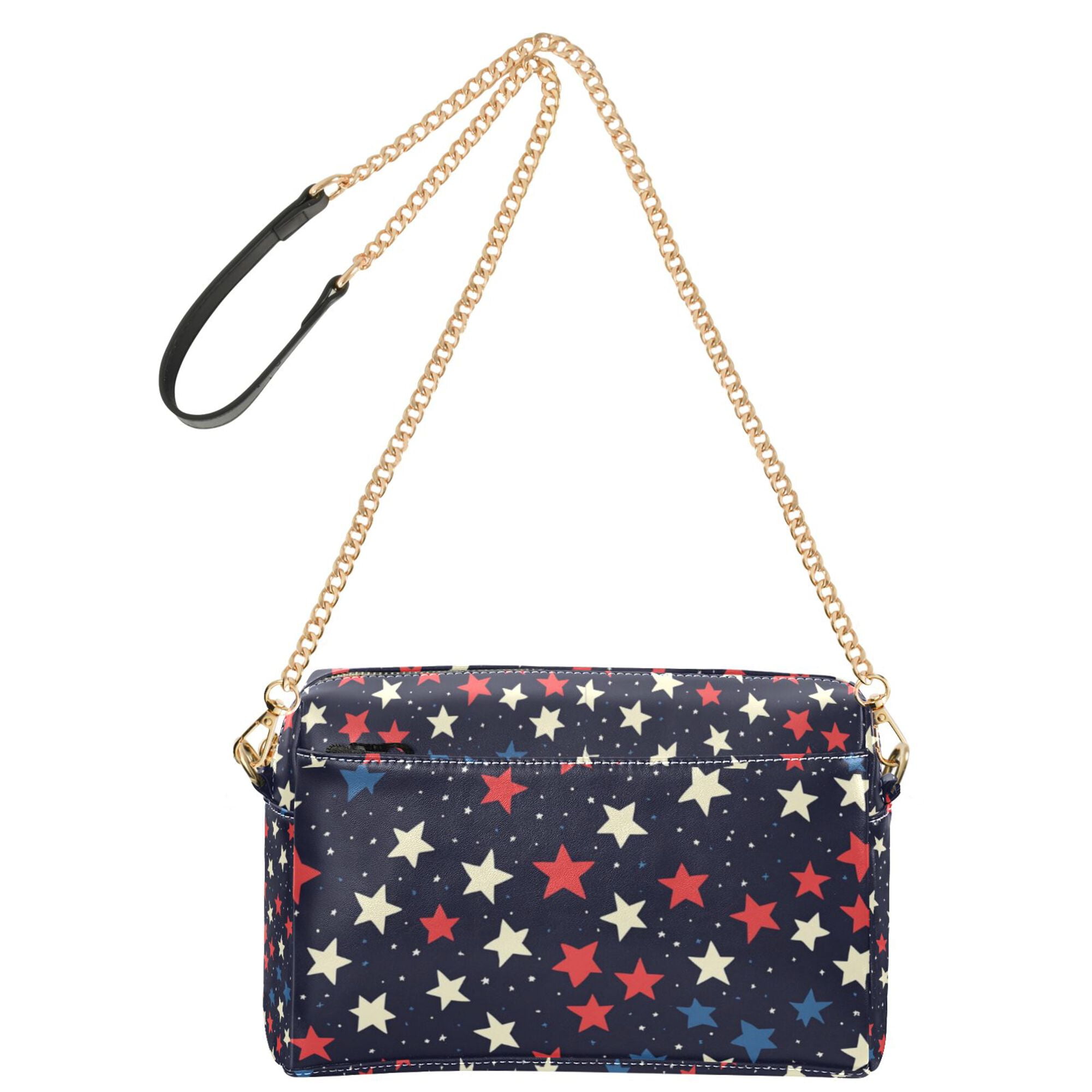 FORMRS Women Crossbody Purse with Chain Strap Vegan Leather Shoulder Handbag, Red Starry Pattern