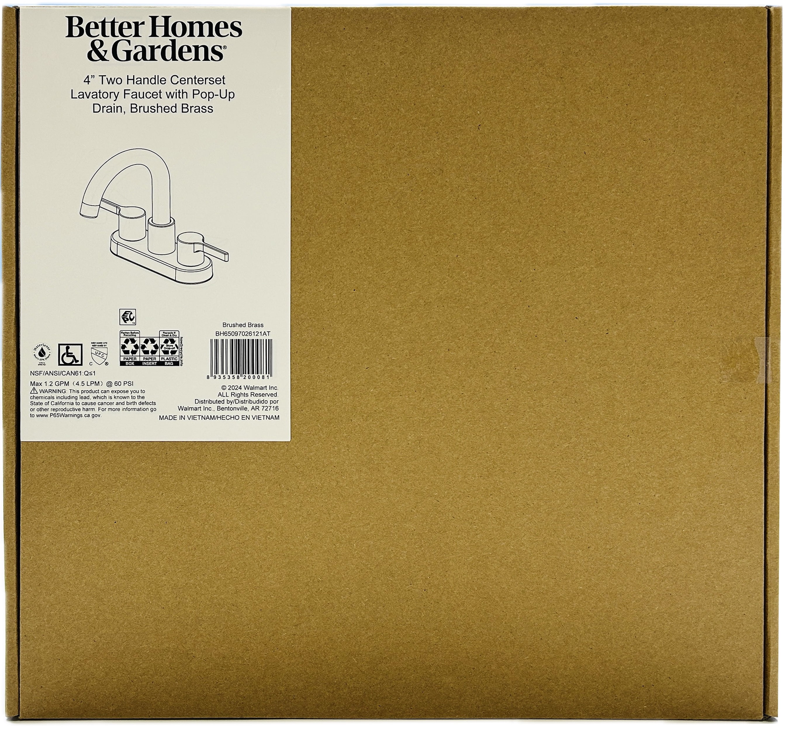 (2 pack) Better Homes & Gardens Clean Modern 4" Centerset Bathroom Faucet in Brushed Brass