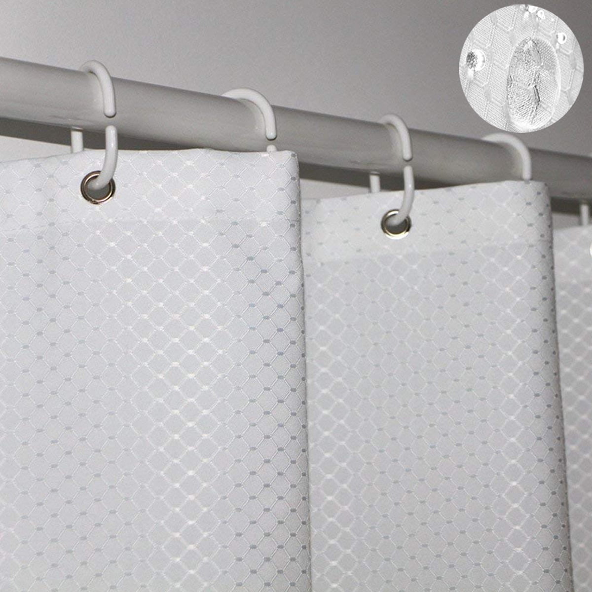 Tektrum Heavy Duty 36 By 72 Inch Waffle Weave Jacquard Shower Curtain With Hooks For Hotel Home Water Repellent Mildew Resistant Antibacterial