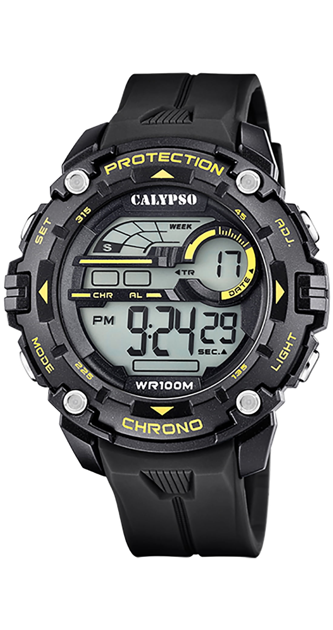Calypso 51mm Mens Digital Sports Watch, Rubber Strap, Chronograph Alarm,  Dual Time, Timer, Light, Day / Date Calendar