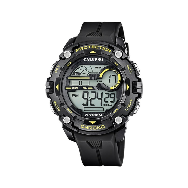 Calypso 51mm Mens Strap, Time, Date Dual Chronograph Sports Light, Calendar Watch, Alarm, Day / Rubber Digital Timer