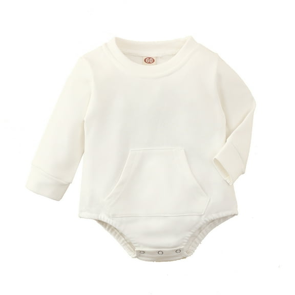 EnJoCho Toddler Casual Romper Clothes Baby Boys Girls Solid Color Long Sleeve Cotton Jumpsuit with Pocket Baby Kids Soft Sweatshirt Bodysuit Tops Fashion