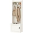 thumbnail image 1 of Modern Hall Tree with Shoe Storage Bench, Coat Rack and Shelves, White, 1 of 7