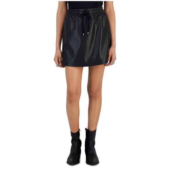 Tinseltown Womens Faux-Leather A-line Skirt, black, S