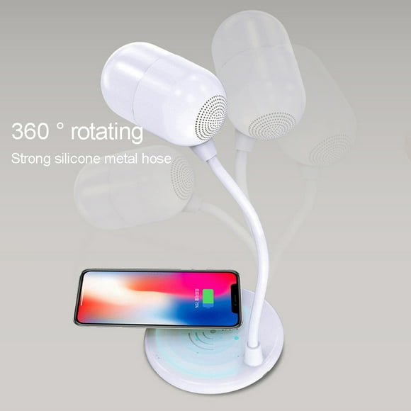 EGNMCR Sound Machine Sleep Mode Bedside LED 3 Color Modes Lamp with BT Speaker and Wireless Charger BT speaker