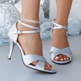 thumbnail image 4 of SACFOF Women's Platform Thin High Heels Dress Sandals Peep Toe Ankle Strap Wedding Party Evening Shoes for Women Bride, 4 of 6