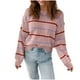 thumbnail image 1 of Suéter de cuello redondo para mujer, blusa de poliéster con rayas de colores y manga larga para invierno, 1 of 3